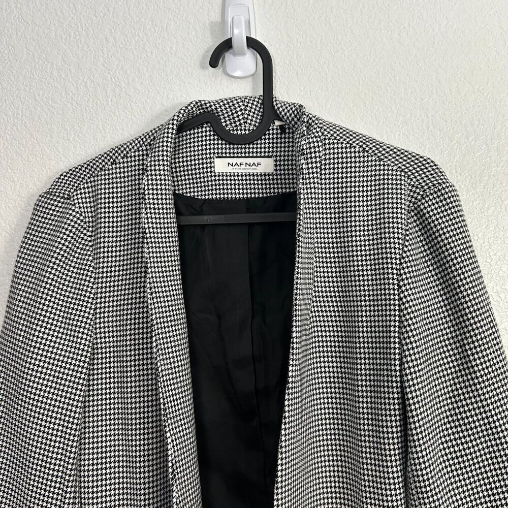 Naf Naf Houndstooth Open Front Blazer - Picture 2 of 5